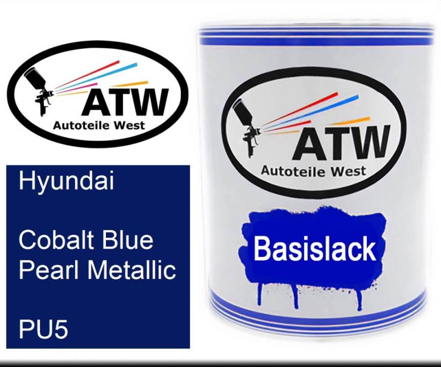 Hyundai, Cobalt Blue Pearl Metallic, PU5: 1L Lackdose, von ATW Autoteile West.